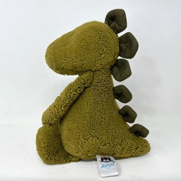 Retired Jellycat London BASHFUL DINO 10" Dark Green Version Dinosaur - Picture 5 of 11